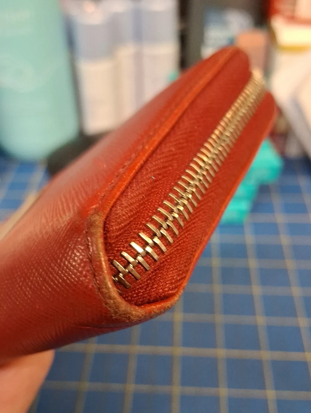 Prada Red Zip-Around 8x4 Leather Wallet Pre-Loved